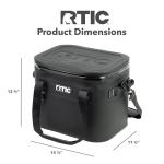 RTIC Ultra-Tough Soft Cooler 30 Can, Insulated Bag Portable Ice Chest Box for Lunch, Beach, Drink, Beverage, Travel, Camping, Picnic, Car, Trips, Floating Cooler Leak-Proof with Zipper, Black