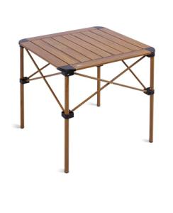 iClimb Lightweight Stable Alu. Folding Square Table Roll Up Top with Carry Bag for Camping Picnic Backyards BBQ Camp Kitchen (Nature, M)