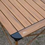 iClimb Lightweight Stable Alu. Folding Square Table Roll Up Top with Carry Bag for Camping Picnic Backyards BBQ Camp Kitchen (Nature, M)