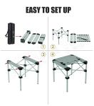 iClimb Lightweight Stable Alu. Folding Square Table Roll Up Top with Carry Bag for Camping Picnic Backyards BBQ Camp Kitchen (Nature, M)