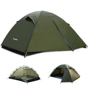 Backpacking Tent for Camping 2/3/4 Person Hiking Ultralight Tent for Waterproof Windproof Outdoor Tents Easy Setup Two Doors Double Layer Lightweight Instant Tents (Green, 1-2 Person)