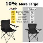 Joyfair Portable Camping Chair, Outdoor Lawn Folding Chairs for Adults, Heavy Duty Large Foldable Chairs for Beach, Fishing, Tailgating and More Outdoor Sport, Carry Bag & Cup Holder (2, Black)