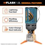 Jetboil Flash 1.0L Portable Fast Boil Stove for Camping and Backpacking with 1-Step Auto Ignition, New for 2025, Propane/Isobutane Burner with Cooking Cup, Ocean Topo