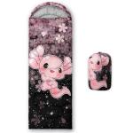 QOOMO Axolotl Cherry Blossom Printed Camping Sleeping Bags,3 Season Warm & Cool Weather,Lightweight,Waterproof Sleeping Bags for Adults & Kids,Traveling,and Outdoors,Camping Gear Equipment,31x90inch