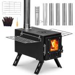 Upgraded Portable Wood Stove for Camping, YRenZ Compact Tent Stove with Large Firebox, High Airtightness for Outdoor Cooking & Heating