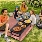 Anbte 3ft Low Folding Picnic Table, Thicker Aluminum Small Camping Table with Storage Bag, Portable Handle, Lightweight, for Camping Beach Party Picnic Floor, 34.2" x 15.7" x 10.3", Black