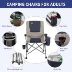 Ablazer Camping Chairs for Adults, Support 350 LBS Folding Chairs for Outside, Lawn Chairs Heavy Duty with Cooler Bag & Cup Holder (Blue & Grey)