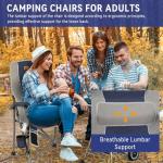 Ablazer Camping Chairs for Adults, Support 350 LBS Folding Chairs for Outside, Lawn Chairs Heavy Duty with Cooler Bag & Cup Holder (Blue & Grey)