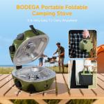 BODEGA 2 Burner Camping Stove, 20000 BTU Folding Propane Camp Stove with Adjustable Burners,Portable Dual Gas Stoves with Carry Handle&Bag Frying Pan for Camping,BBQ,RV,Home,Camping Essentials Gear