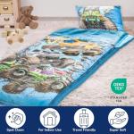 Jay Franco Kids Slumber Bag and Pillow - 54 x 27 Inch Comfy Indoor Sleeping Bag for School and Sleepovers, 2 Piece Set, Blue - Monster Jam