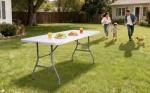 Lakhow Folding Table 6ft Plastic Table Indoor & Outdoor for Picnic, Camping,BBQ and Party, with Powder Coated Steel Legs and Built in Carry Handle, White