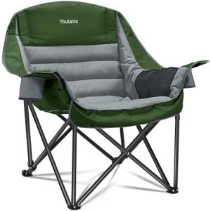Youtanic Oversized Camping Chair, Portable Folding Camping Chairs with Side Pocket, Cup Holder and Carry Bag, Heavy Duty Outdoor Camping Chairs for Adults, Fishing, Sports, Trip, up to 400lbs, Style 7