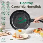 Chef Power Ceramic Nonstick Cookware Set 19 Piece with Detachable Handle, Induction Dishwasher Oven Safe Pans and Pots Set, RV Kitchen Set Removable Handle, Rock Stone Black