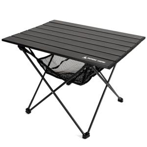 ONETIGRIS Portable Camping Table, Lightweight Beach Table with Storage Net & Carry Bag, Camping Side Table for Outdoor Cooking, Hiking, Fishing, Picnic, Travel
