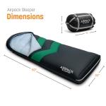 Rangland Sleeping Bag with Built-in Pad (AirPack Sleeper) - All-in-One Inflatable Sleeping Pad and Zip-Up Blanket for Camping with Built-in Foot Pump (Black/Green) 210x80cm