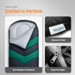 Rangland Sleeping Bag with Built-in Pad (AirPack Sleeper) - All-in-One Inflatable Sleeping Pad and Zip-Up Blanket for Camping with Built-in Foot Pump (Black/Green) 210x80cm