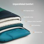 Rangland Sleeping Bag with Built-in Pad (AirPack Sleeper) - All-in-One Inflatable Sleeping Pad and Zip-Up Blanket for Camping with Built-in Foot Pump (Black/Green) 210x80cm