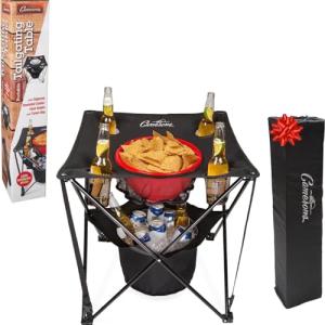 Camerons All-in-One Tailgating Table - Portable Folding Camping Table w Insulated Cooler, Food Basket & Travel Bag - Holiday Xmas Gift- Collapsible Picnic Table for Fall Football Games & Outdoor BBQs