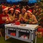 Camp Field Camping Folding Aluminum Table with Adjustable Legs for Outdoor Travel Beach, Backyards, BBQ, Party and Picnic Foldable Table, White