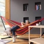 ANYOO Cotton Hammock Portable Camping Hammocks for Hanging Sturdy Garden Comfortable Fabric Hammock with Tree Straps Up to 660lbs with Travel Bag for Camping Outdoor/Indoor Patio Backyard