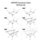 ONETIGRIS Dipper Camping Table, Lightweight Portable Folding Table with Mesh Storage Net, High/Low Options, Ideal for Camping, Hiking, Tailgating, Beach, Picnic, Travel, Backyard