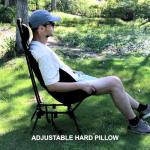 Wildhiker Portable High Back Folding Camping Chairs – Compact with Dual Sitting Modes, Pillow, Arm Pads and Side Pockets – Lightweight Chair for Motorcycle, RV, Festival, Travel – Black