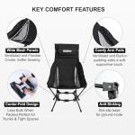 Wildhiker Portable High Back Folding Camping Chairs – Compact with Dual Sitting Modes, Pillow, Arm Pads and Side Pockets – Lightweight Chair for Motorcycle, RV, Festival, Travel – Black