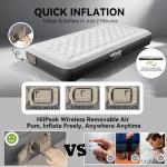 HiiPeak Air Mattress Twin Bed w Removable Multi-Function Air Pump, Self Inflatable TPU ECO Blow Up Bed, All Night Stability No Lost Air, No Peculiar Smell for Camping, Home, Guests & Portable Travel