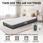 HiiPeak Air Mattress Twin Bed w Removable Multi-Function Air Pump, Self Inflatable TPU ECO Blow Up Bed, All Night Stability No Lost Air, No Peculiar Smell for Camping, Home, Guests & Portable Travel