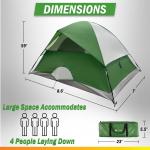 4 Person Camping Tent with Rainfly and Carrying Bag - Easy Pop Up Family Tents for Camping Essentials, Beach, Hiking, Backpacking, Mountaineering and Camp Travel by Wakeman Outdoors (Green)