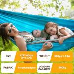 NATUREFUN Ultra-Light Travel Camping Hammock | 300kg Load Capacity,(275 x 140 cm) Breathable,Quick-Drying Parachute Nylon | 2 x Premium Carabiners,2 x Nylon Slings Included | Outdoor Indoor Garden