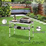 YihuiKo Tri-fold Folding Picnic Table, 3ft Camping Table Lightweight Portable Aluminum Outdoor Table with Adjustable Heights for Backyard BBQ Party