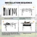 KINGROCK Folding Camping Table, Aluminum Roll-up Table with Easy Carrying Bag for Outdoor, Sturdy, Stable