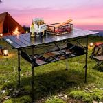 KINGROCK Folding Camping Table, Aluminum Roll-up Table with Easy Carrying Bag for Outdoor, Sturdy, Stable