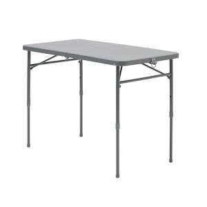 40" Plastic Adjustable Height Folding Table - Fold-in-Half Portable Table for Camping, Backyard & Home Use (Gray)