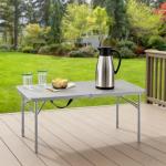 40" Plastic Adjustable Height Folding Table - Fold-in-Half Portable Table for Camping, Backyard & Home Use (Gray)