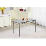 40" Plastic Adjustable Height Folding Table - Fold-in-Half Portable Table for Camping, Backyard & Home Use (Gray)