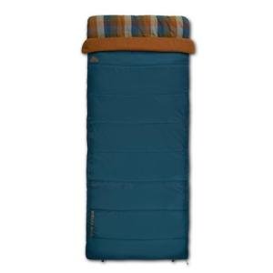 Kelty Wayback Flannel Lined Sleeping Bag, Built in Blanket, Traditional Rectangle Shape, Organic Flannel Cotton Liner, Dual Locking Slide Zips (Reflecting Pond)