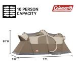 Coleman WeatherMaster 10-Person Camping Tent with Rainfly & Room Divider, Spacious Weatherproof Family Tent with Carry Bag