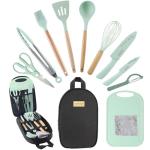 Camkinger Camping Accessories Kitchen Cooking Utensils Set - Portable Outdoor Camp Cookware Set, Silicone Camper Essentials Gear Must Have Supplies for Travel RV BBQ Grill Picnic Hiking