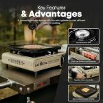 GasOne GS-3400P-KIT Propane or Butane Gas Stove with Flat Top Griddle Included – Dual Fuel Propane Grill Tent Stove Burners for Cooking for Camping, Kitchen – Diecast Aluminum with Non Stick Coating
