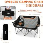 EMERIT Oversized Camping Chair with 650LB Capacity - Heavy Duty Folding Loveseat Camping Couch with Deep Seat & Rip-Resistant Fabric, Padded Comfort, Cup Holders for Outdoor, Lawn & Sports.