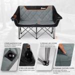 EMERIT Oversized Camping Chair with 650LB Capacity - Heavy Duty Folding Loveseat Camping Couch with Deep Seat & Rip-Resistant Fabric, Padded Comfort, Cup Holders for Outdoor, Lawn & Sports.