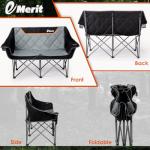 EMERIT Oversized Camping Chair with 650LB Capacity - Heavy Duty Folding Loveseat Camping Couch with Deep Seat & Rip-Resistant Fabric, Padded Comfort, Cup Holders for Outdoor, Lawn & Sports.
