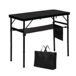 LOFTEY Folding Camping Table with 3 Adjustable Height, 3ft Foldable Aluminum Camp Table, Lightweight with Storage Bag, Portable for Outdoor, BBQ, Hiking, 34.2" x 15.7" x 27.5", Black