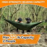 HIKEMAN Hammock for Camping Ultralight Hammocks Gear for Outdoors Backpacking Survival or Travel - Portable Lightweight Nylon - Up to 440lbs(Khaki)