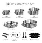 CAROTE Pots and Pans Set, Stainless Steel Cookware Set Detachable Handle, 9pcs Induction Kitchen Cookware Sets with Removable Handle, RV Cookware Set, Oven Safe
