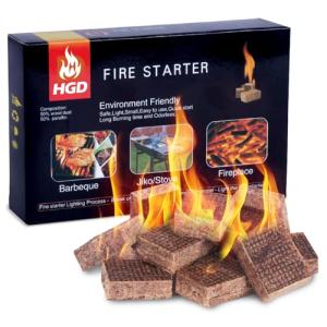 HGD Fire Starter, Natural Fire Starters for BBQ, Campfire, Fireplace, Charcoal, Wood Stove, Chimney, Fire Pit, Grill, Smoker, Indoor Outdoor Use
