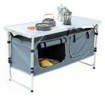 JOUYEK Camping Table, Folding Camping Table with Storage, Portable Kitchen Table, Lightweight, 3 Heights Adjustable Camping Furniture for BBQ, Picnic, Camping, Hiking, Beach, and Indoor