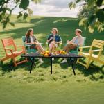 Evolve Heritage Collection Portable Low Alluminum Roll Up Travel Folding Table for Beach, Camping, & Picnic – Compact, Lightweight, Multi-Purpose for Indoor & Outdoor Use (Black)